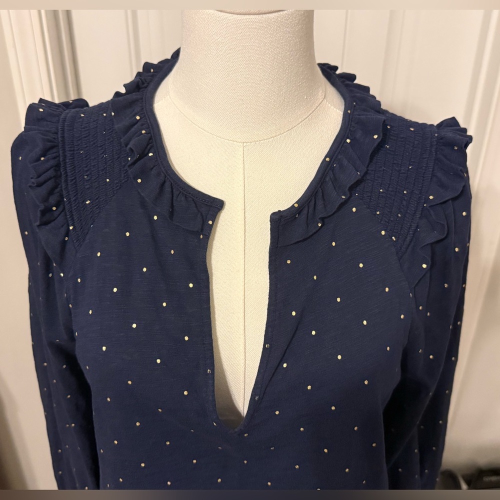 Boden Notch Neck Women’s Navy Blouse View 2